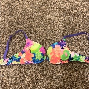 PINK tie die flower bra